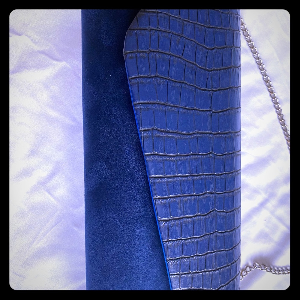 Women blue bag new detachable shoulder metal chain